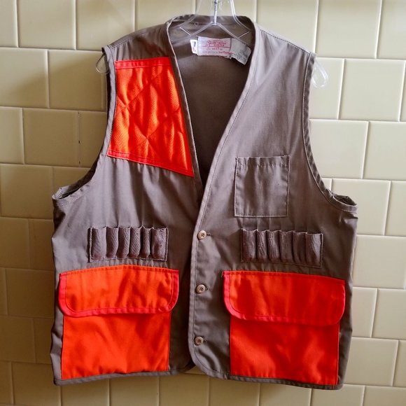 SafTbak Other - Vintage SafTbak Men’s Hunting Vest w Game Bag Blaze Orange/Brown Size Large